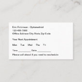 Afspraakkaarten voor opticiens en opticiens visitekaartje (Achterkant)