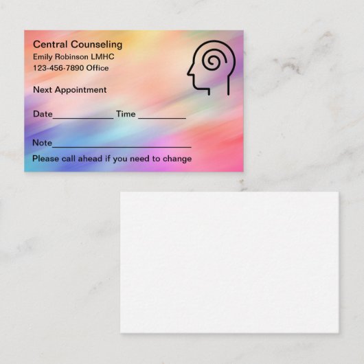 Afsprakenkaarten voor mentale gezondheidsadviseur visitekaartje (Voorkant / Achterkant)