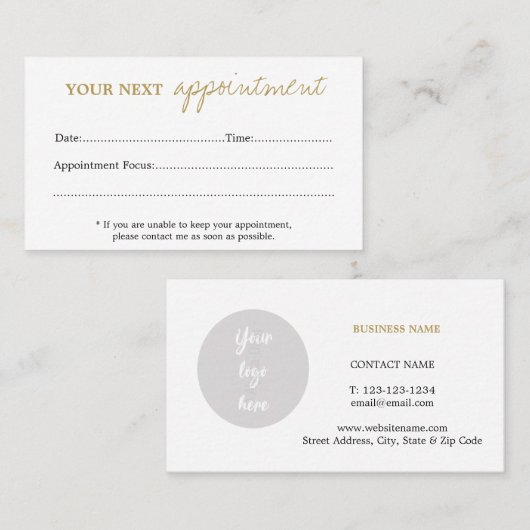 Afsprakenkaartje (Voorkant / Achterkant)