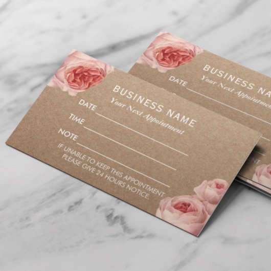Afsprakenkaartje |  bloemenrustieke kraft