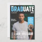 Afsstudeerfoto op de omslag van een op maat gemaak aankondiging (Voorkant)