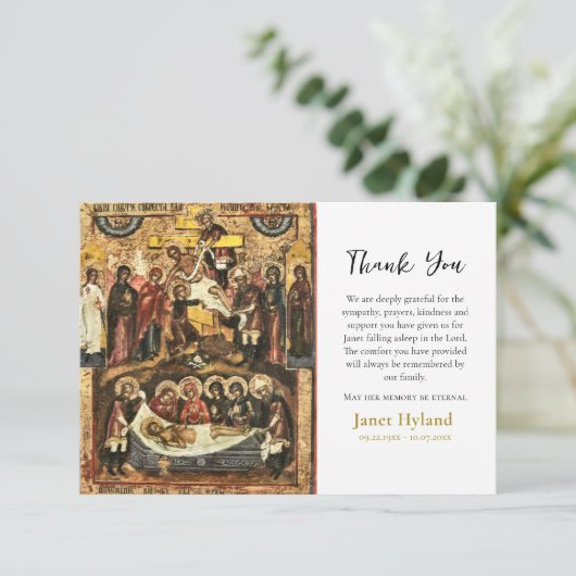 Afstamming van de kruisorthodoxe begrafenis bedankkaart (Staand voorkant)