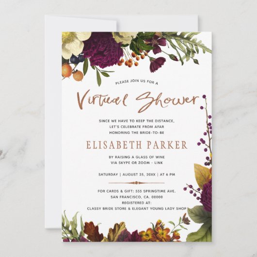 Afstand douche bordeaux bloemen virtuele douche kaart (Voorkant)