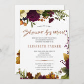 Afstand douche bordeauxrode bloemendouche per post kaart (Voorkant / Achterkant)