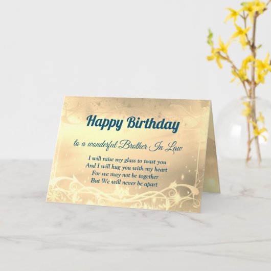 Afstand Happy Birthday Brother in Law Kaart (Gele Bloem)