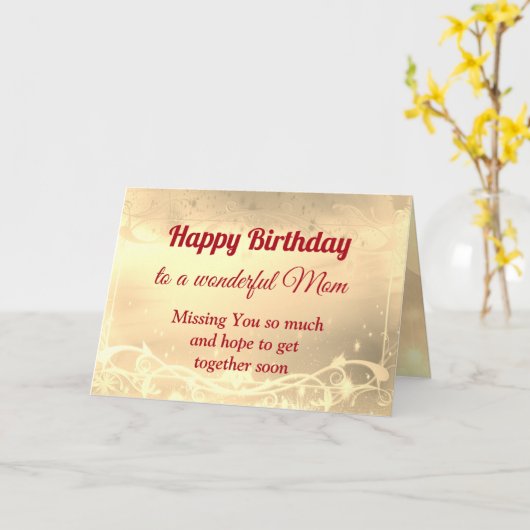 Afstand Happy Birthday Mom Kaart (Gele Bloem)