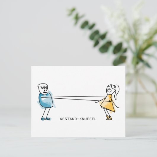 Afstand-Knuffel Briefkaart (Staand voorkant)