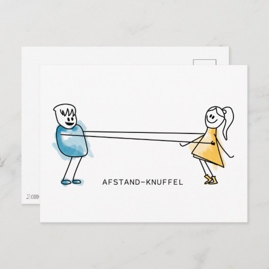 Afstand-Knuffel Briefkaart (Voorkant / Achterkant)