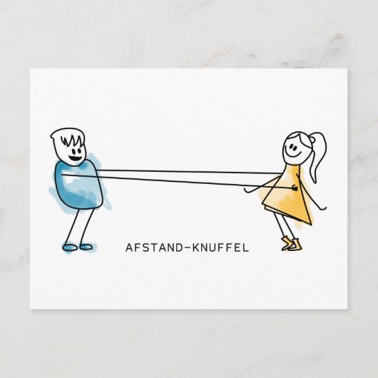 Afstand-Knuffel Briefkaart (Voorkant)