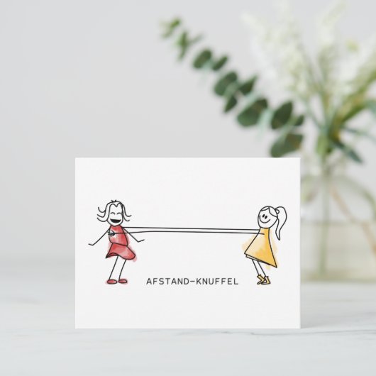 Afstand-Knuffel Briefkaart (Staand voorkant)