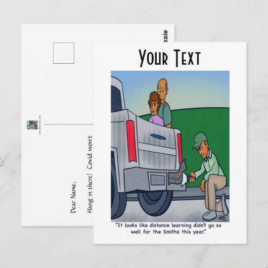 Afstand leren briefkaart (Voorkant / Achterkant)