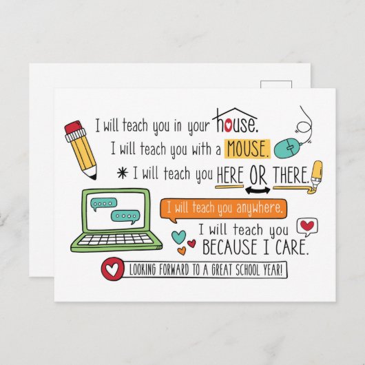 Afstand leren Student Aanmoediging Briefkaart (Voorkant / Achterkant)