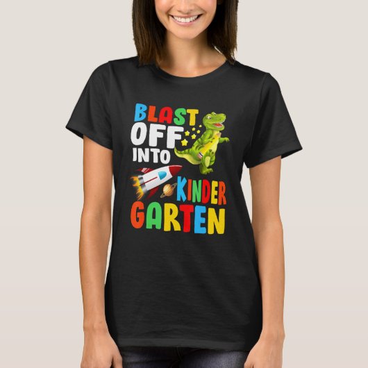 Afstand naar Kindergarten 1 dag T Rex Space Ba T-shirt (Voorkant)
