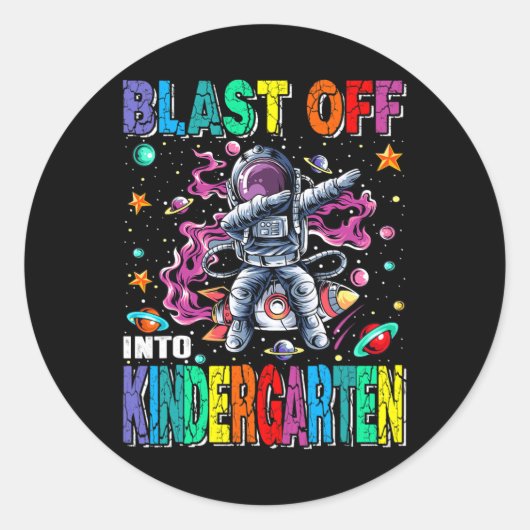 Afstand naar school in kindergarten ronde sticker (Voorkant)