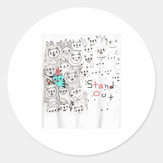 Afstand T-shirt Ronde Sticker (Voorkant)