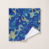 Afstand van marineblauw en gele afbeelding bad handdoek (Wasdoekje)