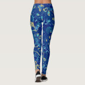 Afstand van marineblauw en gele afbeelding leggings (Achterkant)