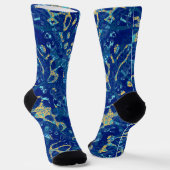 Afstand van marineblauw en gele afbeelding sokken (Gebogen)