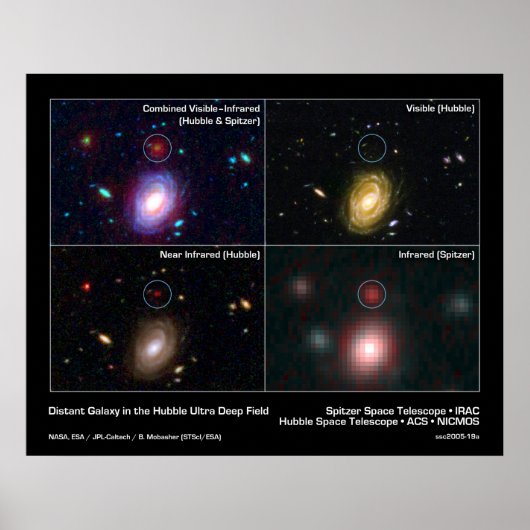 Afstand van sterrenstelsel in het Hubble ultradiep Poster (Voorkant)