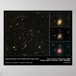 Afstand van sterrenstelsel in het Hubble ultradiep Poster