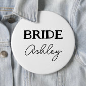 Afstandsfeestje Zwart Wit Bruid Naam Ronde Button 6,0 Cm (In situ)