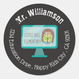 Afstandsonderwijs Hedgehog Teacher Envelope Seal Ronde Sticker