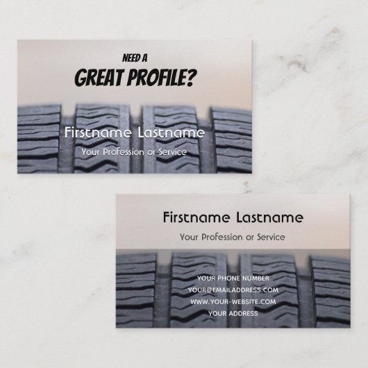 Afstelling van de funny band fitter en wielexpert visitekaartje (Voorkant / Achterkant)