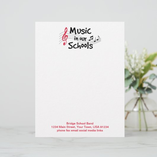 Afstemmen op muziek op uw briefhoofd (Staand voorkant)