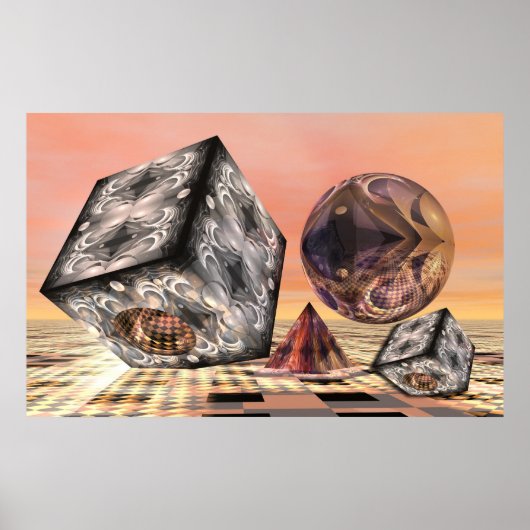 Afstotende geometrische vormen poster (Voorkant)