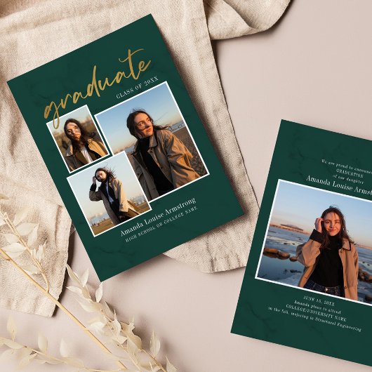 Afstudeer 4 Foto Collage Script Groen Afgestudeerd Aankondiging