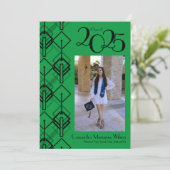 Afstudeer Art Deco Zwart Rode Aankondiging (Staand voorkant)