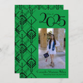 Afstudeer Art Deco Zwart Rode Aankondiging (Voorkant / Achterkant)