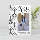 Afstudeer Art Deco Zwart Wit Aankondiging (Staand voorkant)