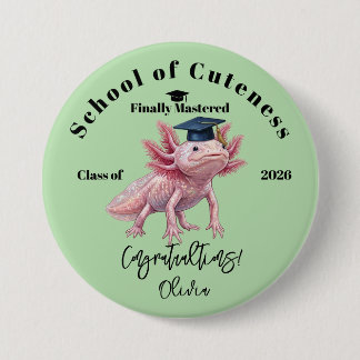 Afstudeer Axolotl Knop - Leuk Afstudeer Familie Tr Ronde Button 7,6 Cm