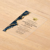 Afstudeer Blauw Goud Agaat Afstudeerfeest Acryl Uitnodigingen (Laagn)