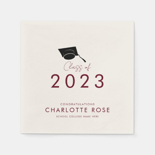 Afstudeer Bordeaux Script Grad 2026 Feest Papier Servet (Voorkant)