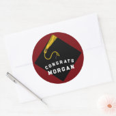 Afstudeer Congrats Donkerrood Ronde Sticker (Envelop)