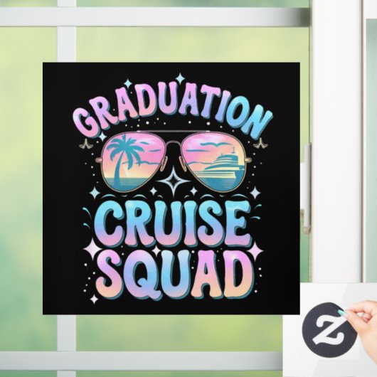 Afstudeer Cruise Bemanning Cruiseschip Retro Raamsticker (Huis)
