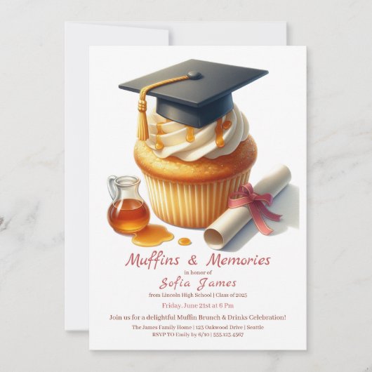 Afstudeer Cupcake Brunch Feest Kaart (Voorkant)
