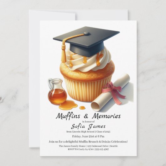 Afstudeer Cupcake Brunch Feest Kaart (Voorkant)