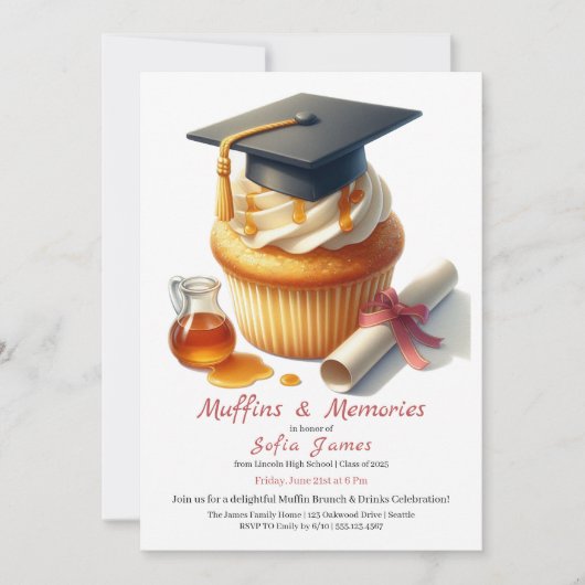 Afstudeer Cupcake Brunch Feest Kaart (Voorkant)