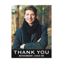 Afstudeer Dank Je Modern Foto Postkaart BW