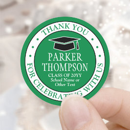 Afstudeer Dankjewel Elegant Groen Wit en Zwart Ronde Sticker