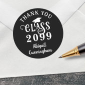 Afstudeer Dankjewel Fancy Jaar Script Naam Ronde Sticker