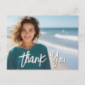 Afstudeer Dankjewel met foto - script wit Briefkaart (Voorkant)