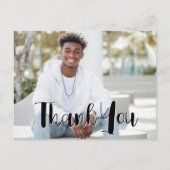 Afstudeer Dankjewel met foto - Zwarte script Briefkaart (Voorkant)