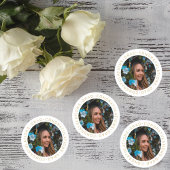 Afstudeer Elegant Goud Aangepaste Foto Ronde Sticker