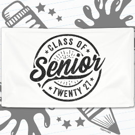 Afstudeer Jaar School Retro Senior Klas van 2027 Spandoek
