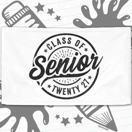 Afstudeer Jaar School Retro Senior Klas van 2027 Spandoek