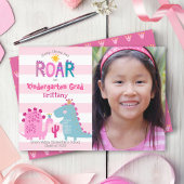 Afstudeer Kleuterschool Foto Dinosauriërs Meisje S Aankondiging